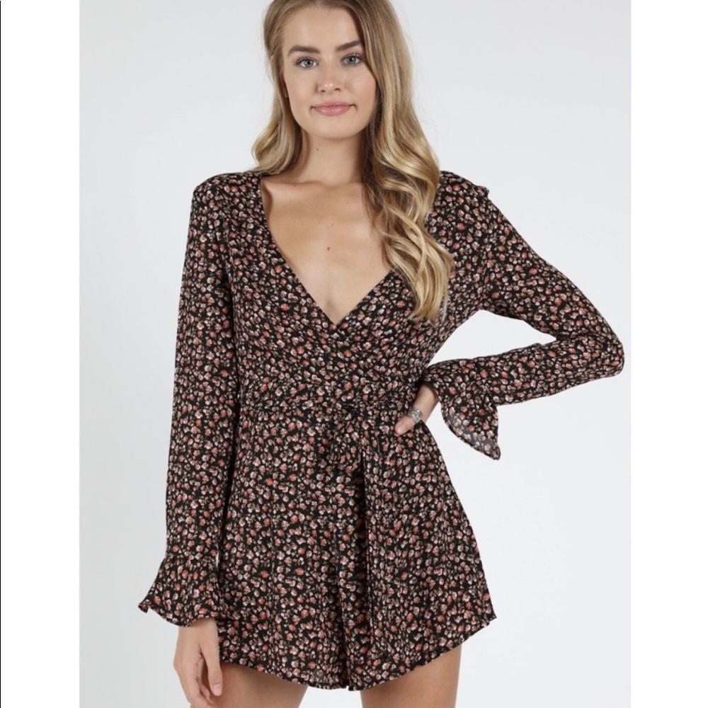 Flower Child Bell Sleeved Floral Romper